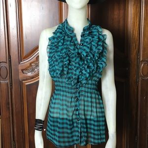Checkered Ruffled Top
